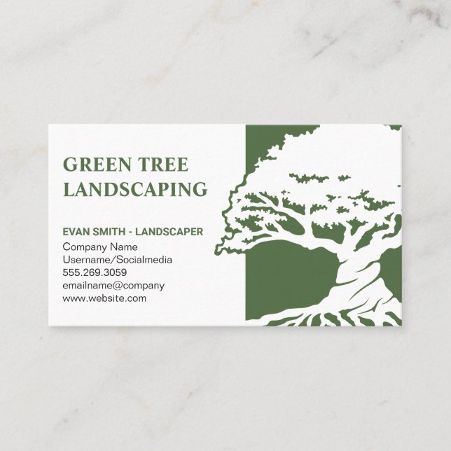 Tarjeta De Visita Logotipo de árbol | Paisaje | Jardinería (Anverso)