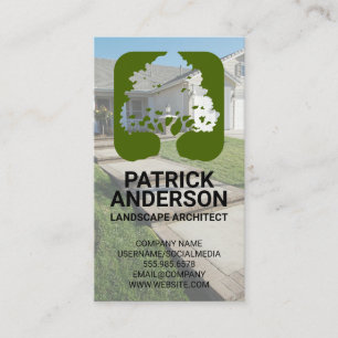 Tarjeta De Visita Logotipo de árbol paisajista   Residencial