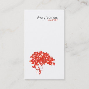 Tarjeta De Visita Logotipo de árbol rojo - Simple White Business Car
