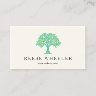 Tarjeta De Visita Logotipo de árbol verde leafy Salud natural y natu