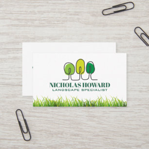 Tarjeta De Visita Logotipo de Árboles Césped