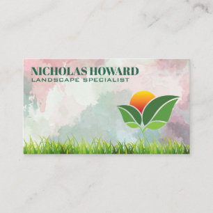 Tarjeta De Visita Logotipo de árboles   Césped   Paisaje