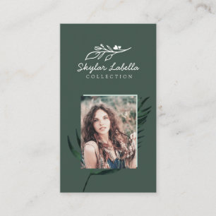 Tarjeta De Visita Logotipo de arte de la línea botánica floral moder