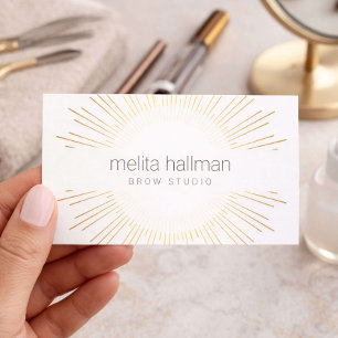 Tarjeta De Visita Logotipo de artista de cejas con ráfaga de sol dor