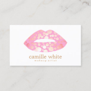 Tarjeta De Visita Logotipo de artista moderno de maquillaje rosa y l