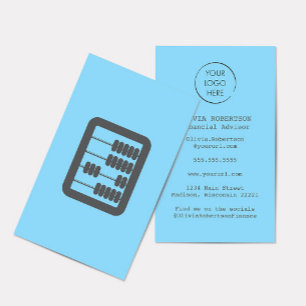 Tarjeta De Visita Logotipo de Asesor Financiero Ábaco Azul y Gris