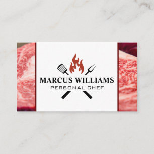 Tarjeta De Visita Logotipo de barbacoa   Steaks crudos