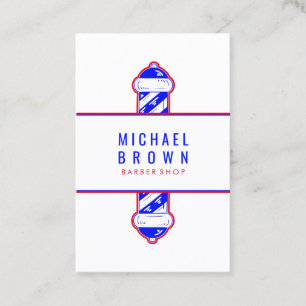 Tarjeta De Visita logotipo de barbería polo simple rojo marino
