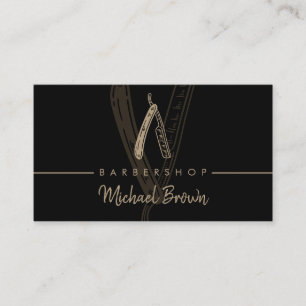 Tarjeta De Visita Logotipo de Barbero Navaja Recta