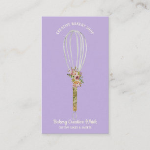 Tarjeta De Visita logotipo de batidor de cocina morado de pastelería