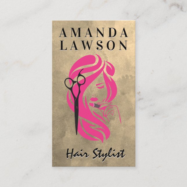 Tarjeta De Visita Logotipo de belleza | Tijeras de salon (Anverso)