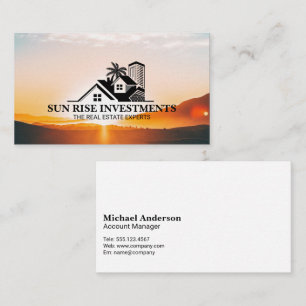 Tarjeta De Visita Logotipo de bienes inmuebles costeros   Sun Rise