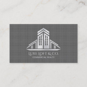 Tarjeta De Visita Logotipo de bienes raíces abstracto   Fibra de car