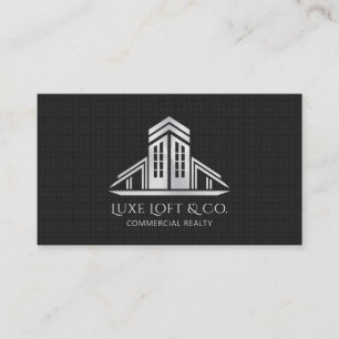 Tarjeta De Visita Logotipo de bienes raíces abstracto   Fibra de car