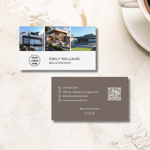 Tarjeta De Visita Logotipo de bienes raíces Foto QR redes sociales