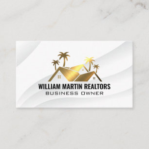 Tarjeta De Visita Logotipo de bienes raíces metálicos de oro