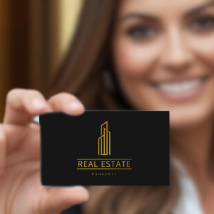 Tarjeta De Visita Logotipo de bienes raíces minimalista elegante neg