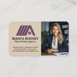 Tarjeta De Visita Logotipo de bienes raíces   Mujer de negocios