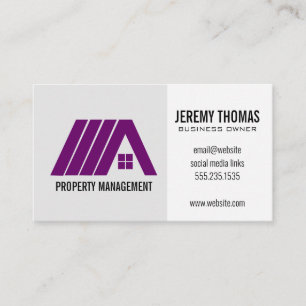Tarjeta De Visita Logotipo de bienes raíces púrpura