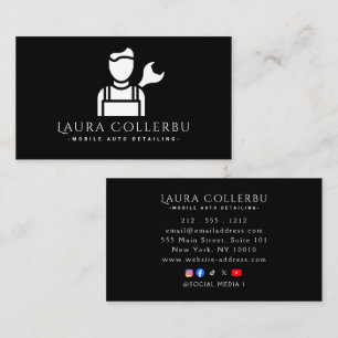 Tarjeta De Visita Logotipo de Black Auto Detailing, reparación de au