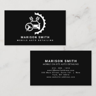 Tarjeta De Visita Logotipo de Black Auto Detailing, reparación de au