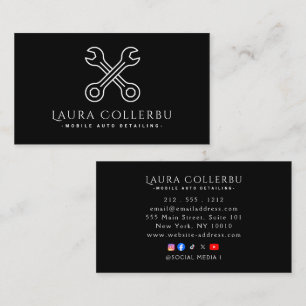 Tarjeta De Visita Logotipo de Black Auto Detailing, reparación de au