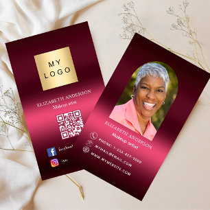 Tarjeta De Visita Logotipo de Borgoña foto arco de Qr premio de medi
