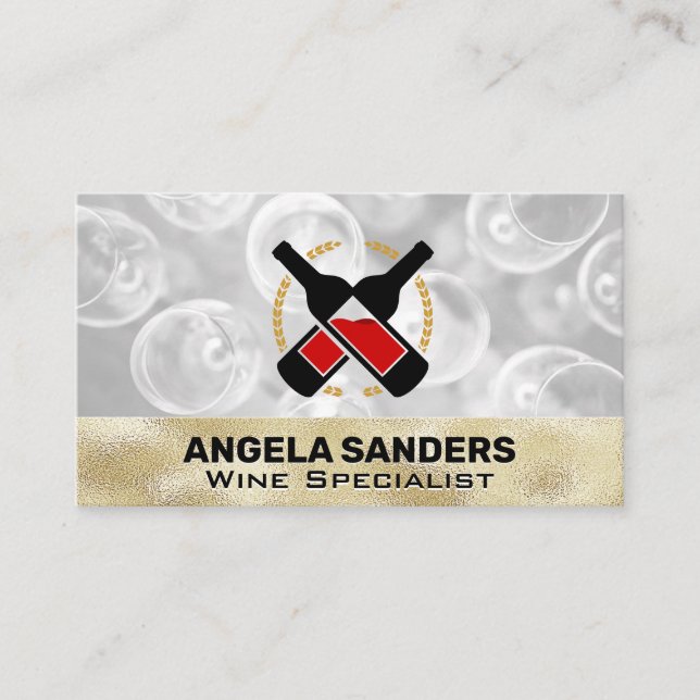 Tarjeta De Visita Logotipo de botellas de vino (Anverso)