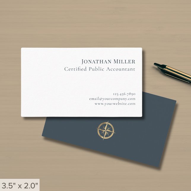 Tarjeta De Visita Logotipo de brújula simple y elegante (Subido por el creador)