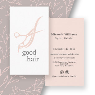 Tarjeta De Visita Logotipo de buen cabello Simple Hair Stylist Color