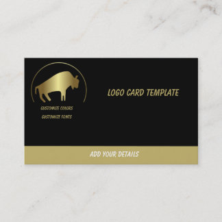 Tarjeta De Visita Logotipo de búfalo de oro para animales prehistóri