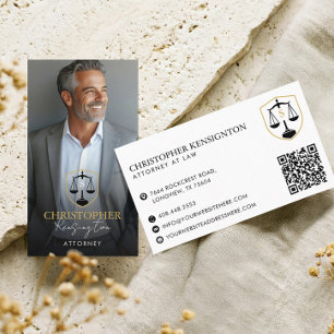 Tarjeta De Visita Logotipo de Bufete de Abogados Elegant Attorney Fo