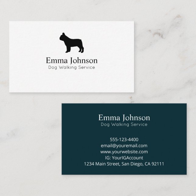 Tarjeta De Visita Logotipo de Bulldog francés moderno (Anverso / Reverso)