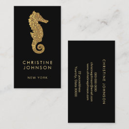 Tarjeta De Visita logotipo de caballito de mar sobre fondo negro