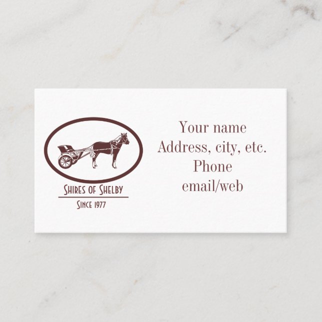 Tarjeta De Visita Logotipo de caballo y buggy (Anverso)