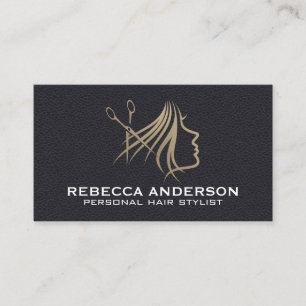 Tarjeta De Visita Logotipo de cabello Salón de belleza Cuero