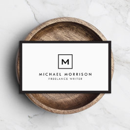 Tarjeta De Visita LOGOTIPO DE CAJA CON SU INICIAL/MONOGRAMA Negro/Bl