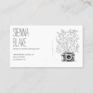 Tarjeta De Visita Logotipo de cámara botánica Código QR de fotógrafo
