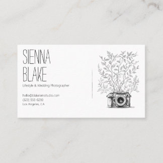 Tarjeta De Visita Logotipo de cámara botánica Código QR de fotógrafo
