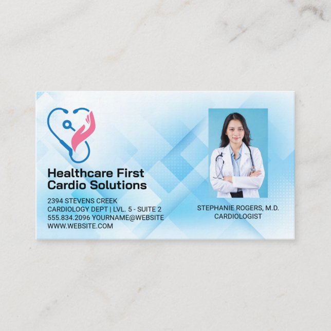 Tarjeta De Visita Logotipo de cardiología | Medicina | Médico (Anverso)