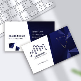 Tarjeta De Visita Logotipo de Casa Azul Marinho y Blanco, Agente Inm