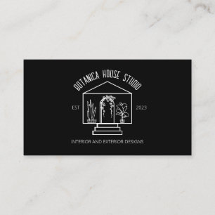 Tarjeta De Visita Logotipo de Casa Botánica Minimalista Interior Neg
