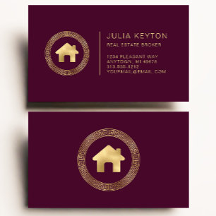 Tarjeta De Visita Logotipo de casa de bienes raíces Clave griega Bor