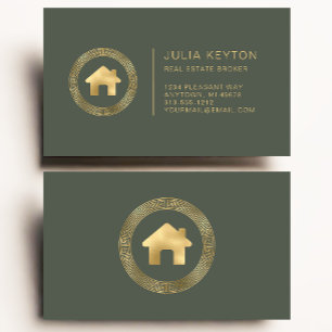 Tarjeta De Visita Logotipo de casa de bienes raíces Clave griega Ver