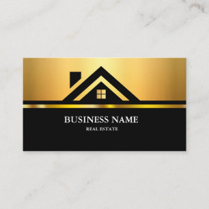Tarjeta De Visita Logotipo de casa de bienes raíces modernos negro y