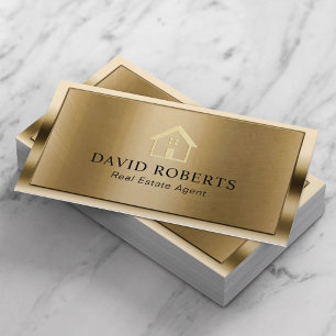 Tarjeta De Visita Logotipo de Casa Dorada Profesional Agente Inmobil