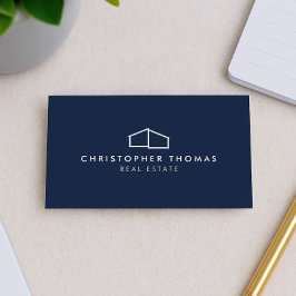 Tarjeta De Visita Logotipo de casa moderno inmobiliario, azul de la