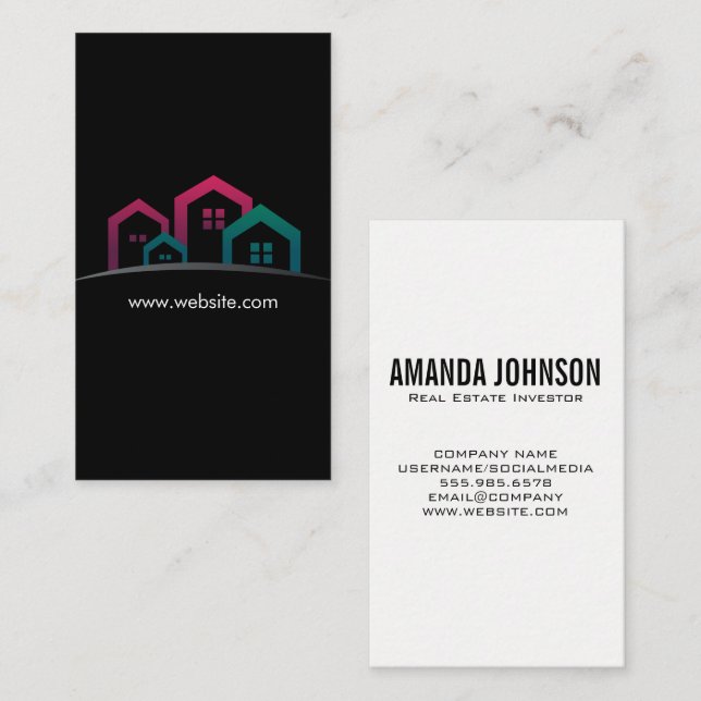 Tarjeta De Visita Logotipo de casas inmobiliarias (Anverso / Reverso)