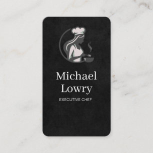 Tarjeta De Visita Logotipo de Chef Cocinando   Restaurante