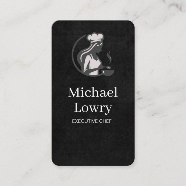 Tarjeta De Visita Logotipo de Chef Cocinando | Restaurante (Anverso)